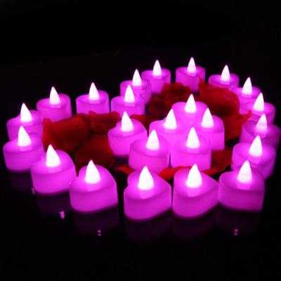 China Wholesale Holiday Heart Decoration Mini Battery Flameless Electronic Led Fond Candle Light for sale