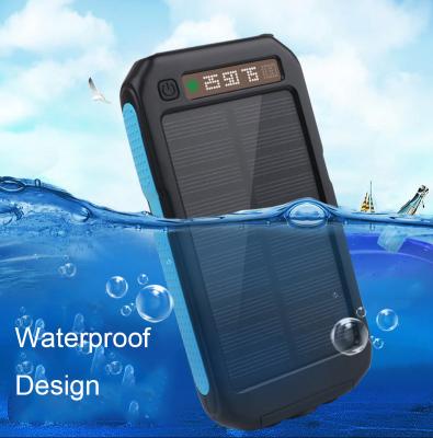 China Mostly Smartphones Custom Logo Waterproof USB Mobile Phone Battery Charger Double Solar Power Bank for sale