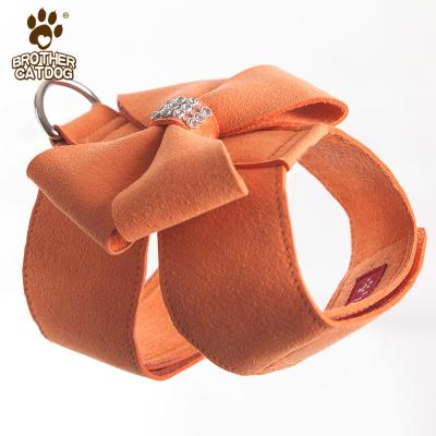 China Soft Suede Small Padded Leather Dog Harness For Dogs for sale