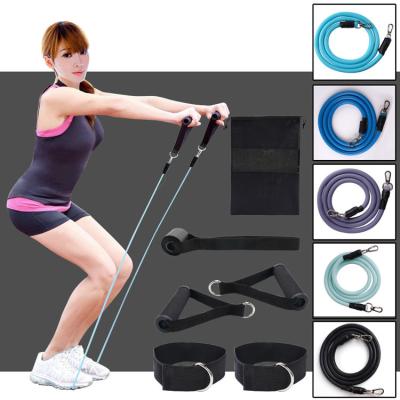 China Resistance Bands 11pcs/Set for Arms Waist Legs Strength Exercise, Elastic Pull Rope Workout Fitness Set Tension Rope for sale