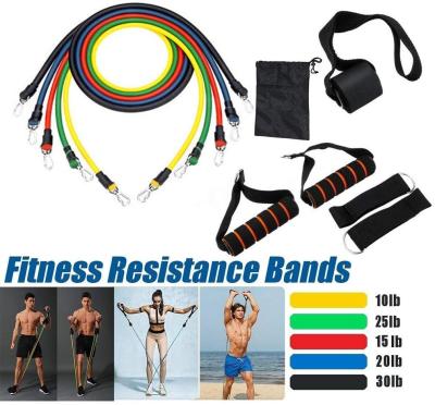 China Hot Resistance Bands 11pcs/Set for Arms Waist Legs Strength Exercise, Elastic Pull Rope Workout Fitness Set Tension Rope for sale