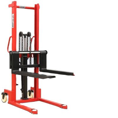 China Hotels Sale Hand Stacker Pallet Stacking Truck Fork Machine Manual Forklift Hydraulic Stacker Price for sale