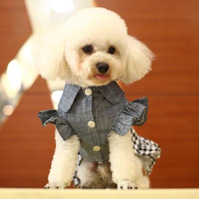 China Sustainable dog clothes spring and summer princess dress teddy clothes summer clothes denim dog dress for sale