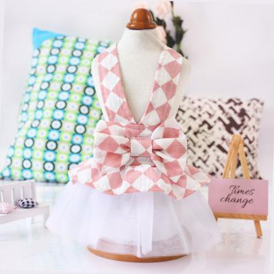 China New Party Viable Hats Summer Pink Harness Princess Bowknot Vest Dress Summer Dog Dress for sale