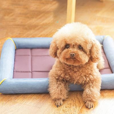 China Wholesale Oxford Cloth Heating Medium And Waterproof Cat Rattan Small Pet Kennel Cats Bed Pet Cooling Luxury Bamboo Dog Bed Mat for sale