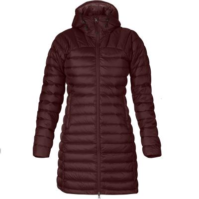 China Waterproof Outdoor Women Down Jacket Stripper Light Weight Long Down Jacket For Winter for sale