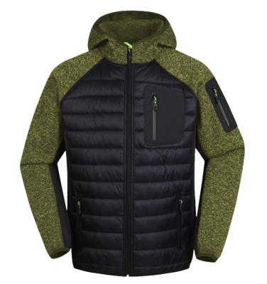 China Customized Rise Camping Padded Jacket Breathable With Sleeve Knitted Hooded Outdoor Men Padded Jacket for sale