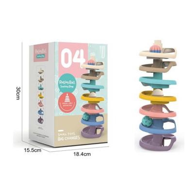 China Early Educational Toys Preschool Baby Educational Toys Turning Tower Rolling Ball Stacking Rings Toys Play Set for sale