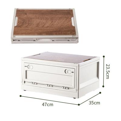 China Hot Selling Viable Front Door Open Plastic Folding Camping Box With Wooden Lid for sale