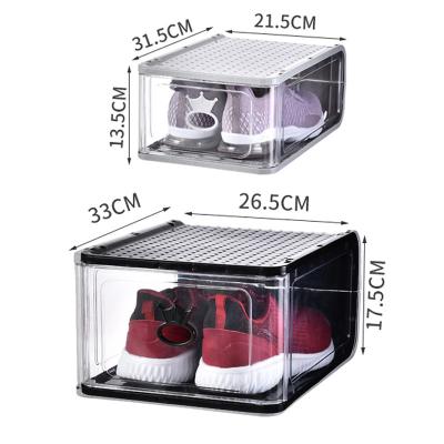 China 2020 new style hot sale stackable plastic folding shoe box workable for storage display for sale