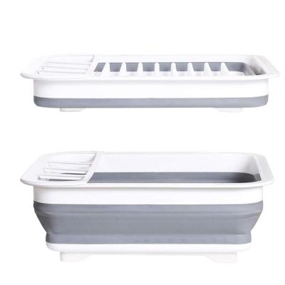 China TPR Kitchen Drain Basket Double Layers Collapsible Fruit Silicone Wash Basket Foldable Vegetable Drain for sale