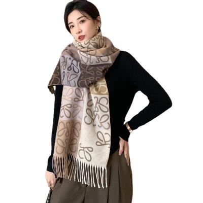 China Latest Design Printed Comfy Style Long Scarf Printed Tassels Warm Pashmina Shawls for sale