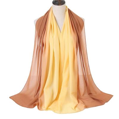 China Hot Sale High Quality Muslim Islamic Muslim Hijab Shawl Ombre Chiffon Wholesale Two Color Ombre Chiffon Hijab for sale