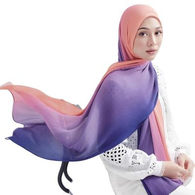 China Ombre New Fashion Quality Two Ply Ombre Hijab Wrinkle Excellent Tones Cheap Shawl Chiffon Pearl Scarf for sale