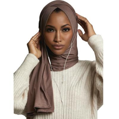 China Fashion New Arrival Soft Breathable Stretchy One Piece Cross Front Jersey Instant Hijab Scarf With Ear Hole for sale