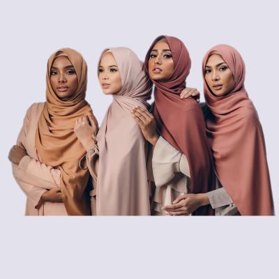 China Fashion Solid Luxury Heavy Pure Color Chiffon Hijab Ladies New Arrival Crepe Chiffon Hijab Scarf High Quality for sale