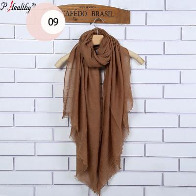 China P.healthy factory malaysia scarf 180*80cm solid color cotton plain shawl with tassels for sale