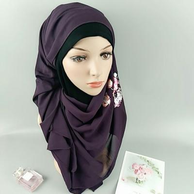 China Factory direct sale new product printed muslim shawl flowers printed chiffon scarf for sale