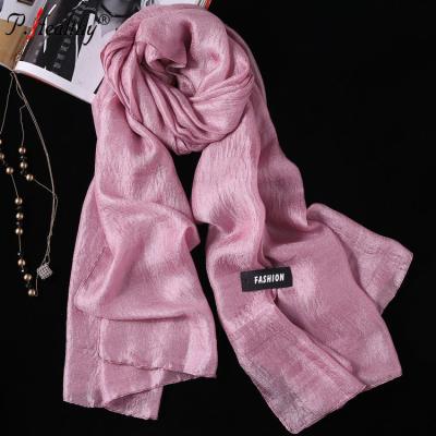 China Spring Solid 2019 Summer New Design Ladies Ribbon Lurex Muslim Hijab Scarf Glitter for sale