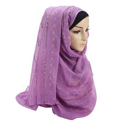 China Simple Glitter Womens Gold Lurex Muslim Hijab Viscous Scarf With Stone for sale