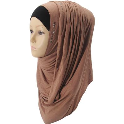 China Wholesale Muslim Head Scarf Women Girls Dubai Fashion Rhinestone Simple Muslim Hijab Scarf Tank Top Hijab For Lady for sale