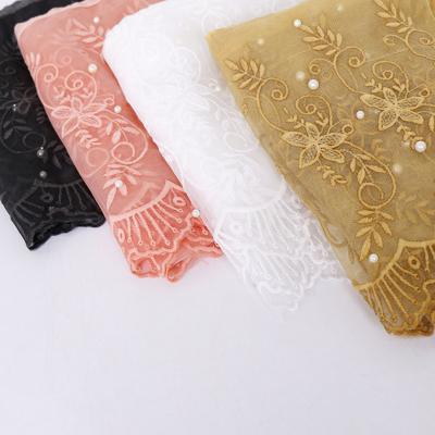 China 2019 National Style Ladies Luxury Solid Shawl Cotton Lace Fashionable Shawl With Beads for sale