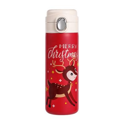 China Christmas Gifts 400ml Stainless Steel Coffee Mug PORTABLE Tumbler Vacuum Mug With Flip Lid Santa Snowman Design for sale