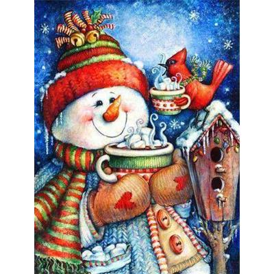 China HUACAN DIY Diamond Painting Cartoon Snowman Coffee Diamond Embroidery Mosaic Snow Bird Modern Home Decoration for sale