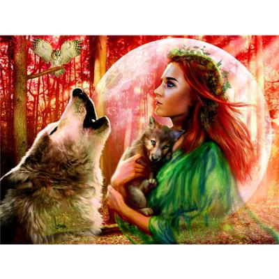 China Modern HUACAN DIY Diamond Painting Portrait Girl Animal Wolf Diamond Embroidery Mosaic Sunset Arts and Crafts for sale