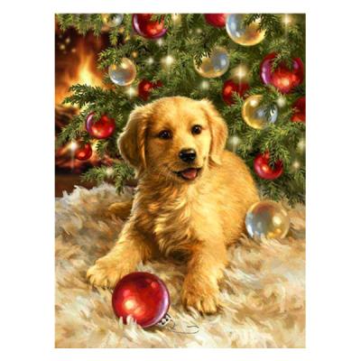 China HUACAN Christmas Dog Diamond Embroidery Mosaic Christmas Place Decoration Animal Dropshipping Full Square Art Kit for sale