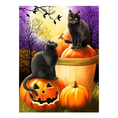 China Support HUACAN Halloween Diamond Painting Black Cat Pumpkin Dropshipping Diamond Embroidery Mosaic Cross Stitch Halloween customization decoration for sale