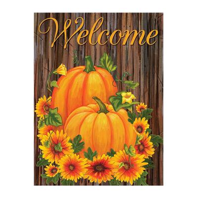 China HUACAN DIY Modern Popular Design Diamond Painting Halloween Pumpkin Sunflower Text Living Room Decor Welcome Newcomer for sale