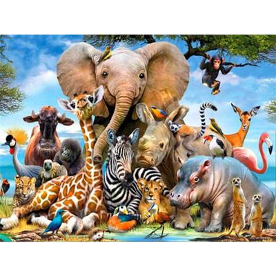 China Europe Giraffe Diamond Embroidery Mosaic Zoo For Home Decor HUACAN DIY Diamond Painting Animal Elephant Rhinoceros for sale