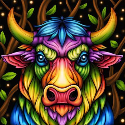 China 2021 Fashion Indoor Modern Mosaic Diamond Painting Set Cow Diamond Full Animal Bedroom Decoration Wall Art for sale