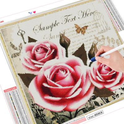 China Hot Gifts Diamond Painting Rose Flower Wholesale Diamond Embroidery Text Handmade Indoor Bedroom Sale Craft Gift for sale