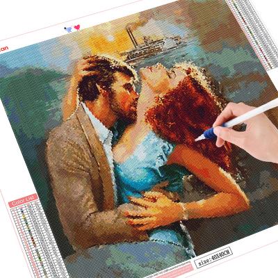 China HUACAN ROMAN popular design cross stitch portrait painting character couple kissing Diamond Painting Custom Mosaic Home decoration for sale