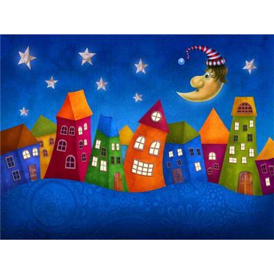 China HUACAN DIY Cartoon Diamond Painting Landscape House Moon Night Star Diamond Embroidery Mosaic For Home Decor for sale