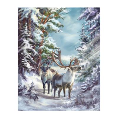 China Support Customization HUACAN Christmas Oil Painting By Number Winter Reindeer Dropshipping Mosaic DIY Mosaic Pictures By Numbers Christmas Decoration for sale