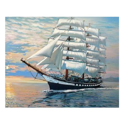 China Support Customization HUACAN Sailboat Ocean Oil Painting By Numbers Landscape Dropshipping DIY Pictured By Numbers Mosaic Landscape Home Decoration for sale