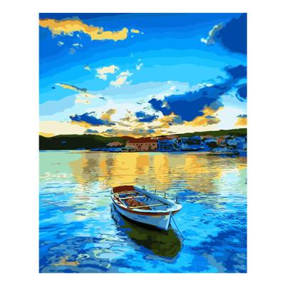 China Support Customization HUACAN Landscape Lake Boat Oil Painting By Numbers Dropshipping DIY Pictures By Numbers Mosaic Landscape Home Decoration for sale