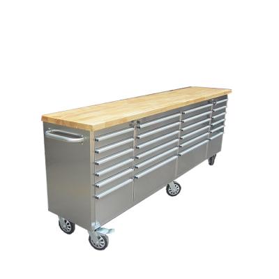 China 72 Inch 10 Drawer Tool Chest Stainless Steel Tool Storage For Kitchen And Garage HTC7210W for sale