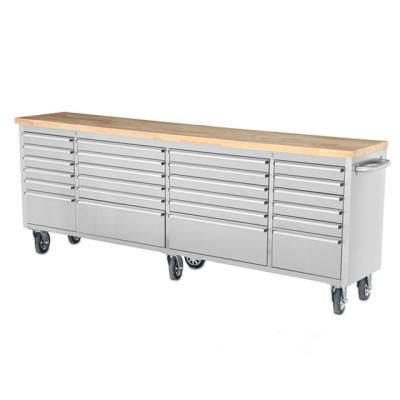 China Garage Home Workshop 96 in. 24-Drawer Mobile Stainless Steel Workbench for sale