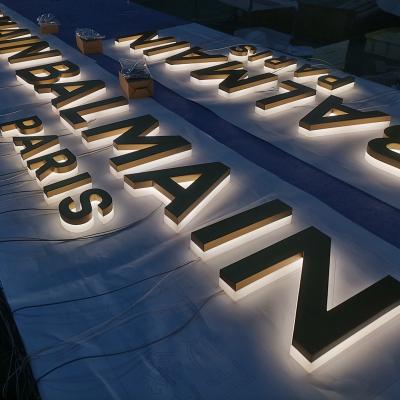 China Custom Metal 3D LED Shop Front Stainless Steel Channel Letter Outdoor Backlit Illuminated Logo Shop Business Building Sign for sale