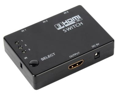 China Schwarze Farbe Hdmi 3 bis 1 Schalter-Kasten mit 12-Bit tiefer Farbe, Hochleistung bis zu 2.5Gbps zu verkaufen