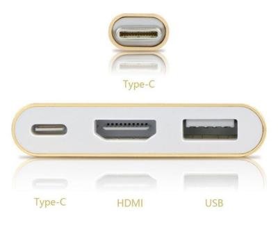 China Tipo multifuncional adaptador de C, adaptador femenino del Usb del cargador 3-In-1 con la resolución 4K*2K en venta