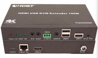 China Black 4K 2K 1080P HDBaseT HDMI Extender with IR RS232 Control , USB2.0 Extending for sale