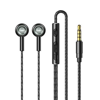 China In-ear factory wholesale metal noise reduction headphone black boat cable bassheads in ear wired headphones with MIC for sale