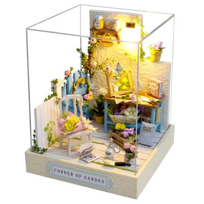 China 2021 New Eco-friendly Material Hand-assembled Mini Wooden Doll House Mini Doll House Furniture Set for Christmas Gifts and New Year Gifts for sale