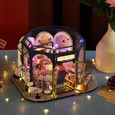 China 2021 New Eco-friendly Material DIY Assembly Doll's Room Manual Wooden Dollhouse Miniature Furniture Set Toys For Girls for sale