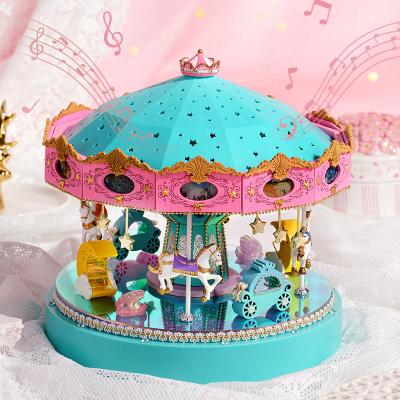 China Wholesale High Quality Wooden Musical Box Carousel Horse Wooden Music Box for sale